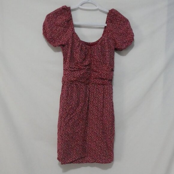 HOLLISTER CALIFORNIA - Regular | xs | Red Floral Puff Sleeve Mini Dress - Picture 1 of 14
